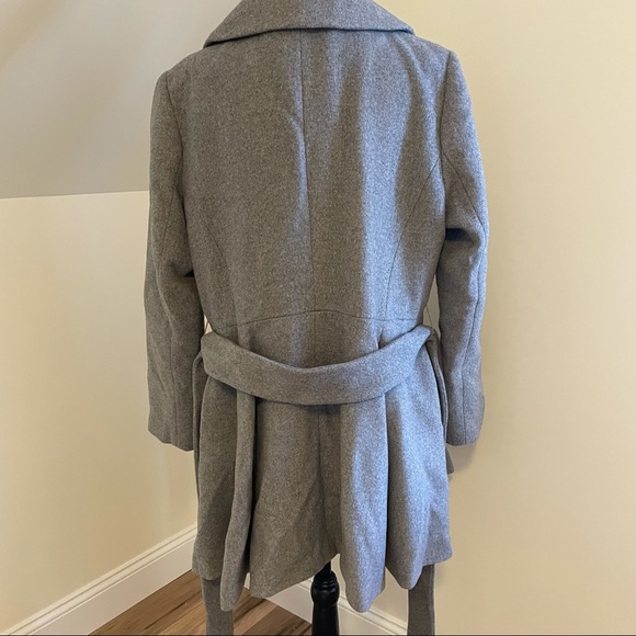 ASOS COAT JACKET US 14 GRAY PEPLUM SWING CHIC BELTED BUTTON CLOSURE MINT COND - Picture 10 of 14